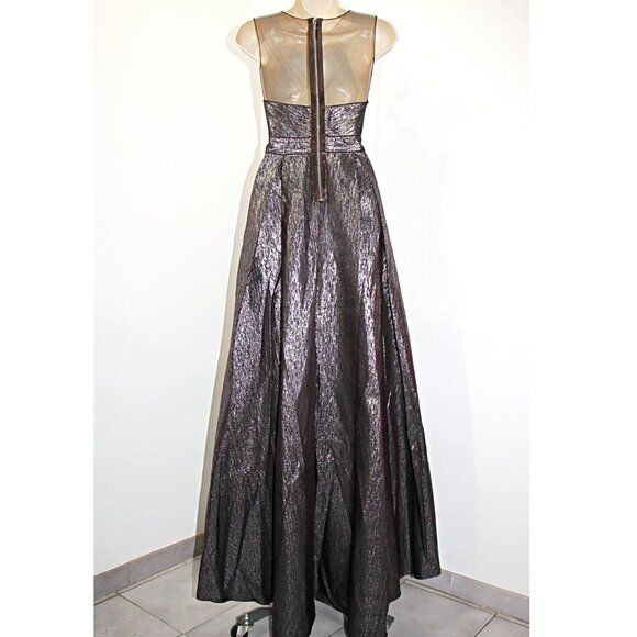 BADGLEY MISCHKA Textured Ball Gown in Metallic Mink sz 4 $990 from SAKS 5th AVE - Picture 8 of 15